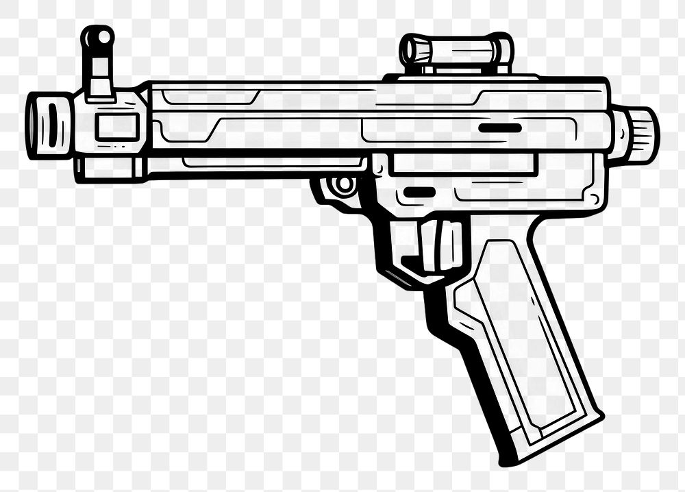PNG  Gun handgun weapon sketch. AI generated Image by rawpixel.