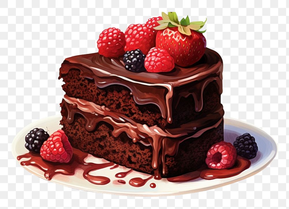 PNG Chocolate Cake chocolate cake raspberry. AI generated Image by rawpixel.