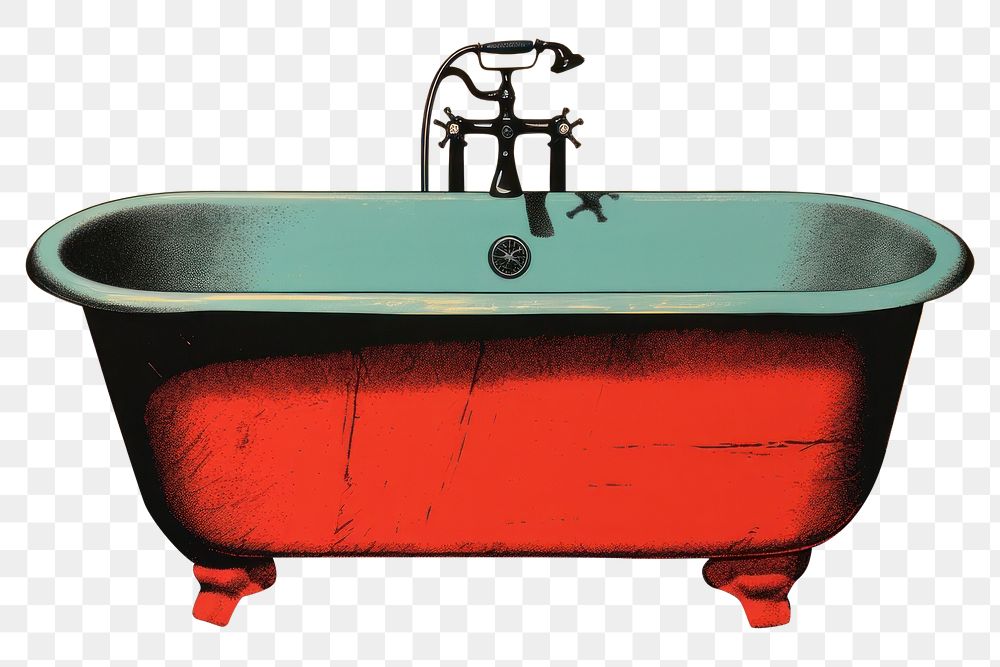PNG Silkscreen of a modern bathtub red architecture letterbox. AI generated Image by rawpixel.