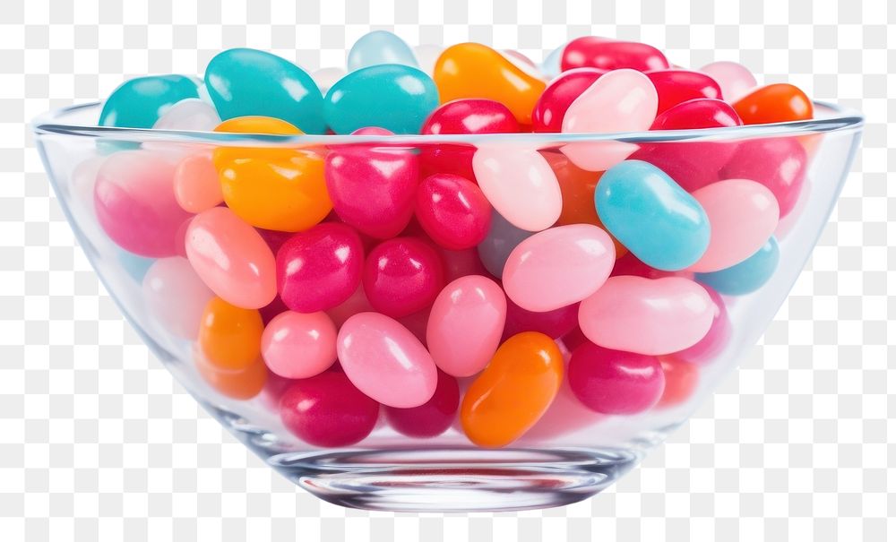 PNG Jelly beans bowl confectionery glass. AI generated Image by rawpixel.