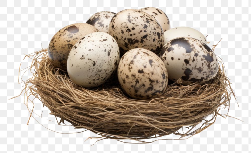 PNG  Quail eggs in a nest food white background celebration