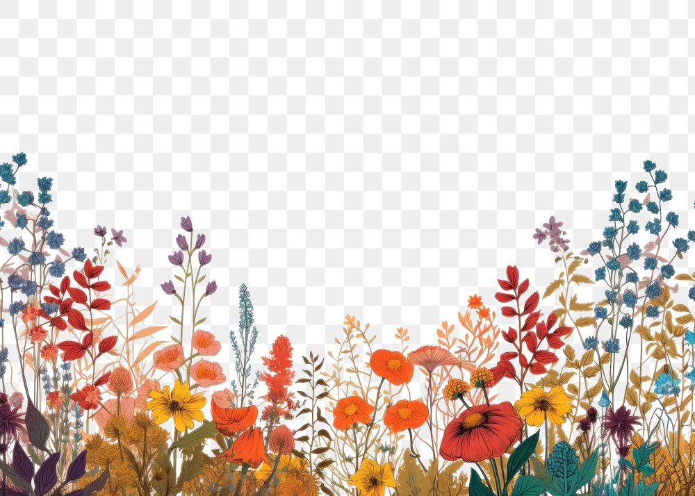 PNG Wildflower border backgrounds outdoors pattern. AI generated Image by rawpixel.