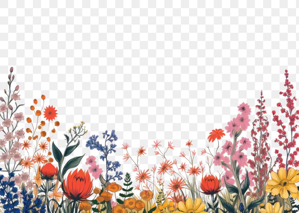 PNG Wildflower border backgrounds pattern plant. AI generated Image by rawpixel.