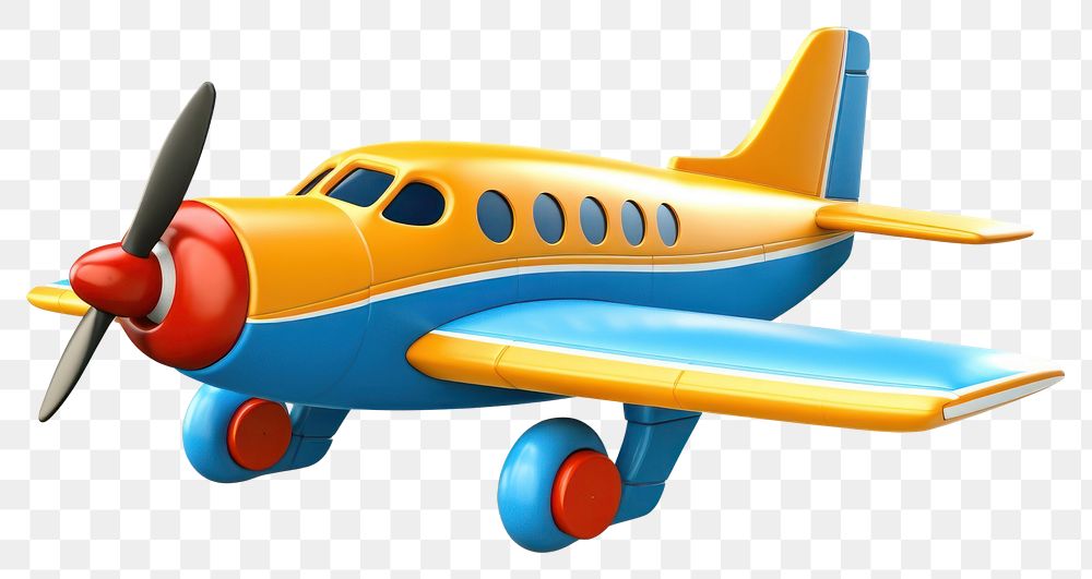 PNG 3d cartoon airplane propeller aircraft vehicle. AI generated Image by rawpixel.