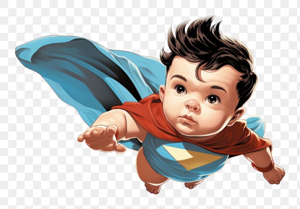 PNG  Super hero baby superhero superman portrait. AI generated Image by rawpixel.