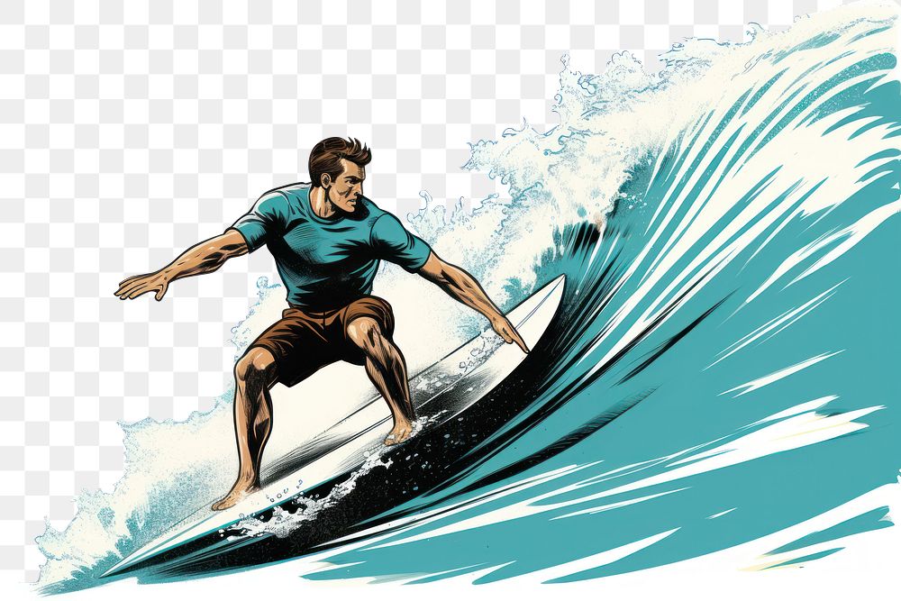 PNG  Surfing outdoors sports adult. AI generated Image by rawpixel.