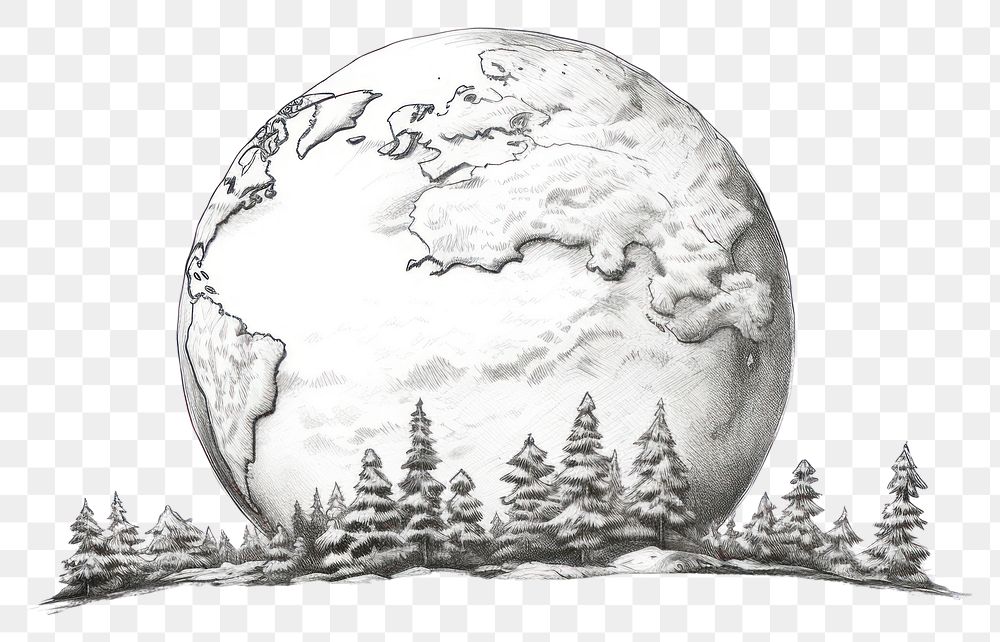 PNG A cartoon pencil drawing of earth outdoors nature sketch. AI generated Image by rawpixel.