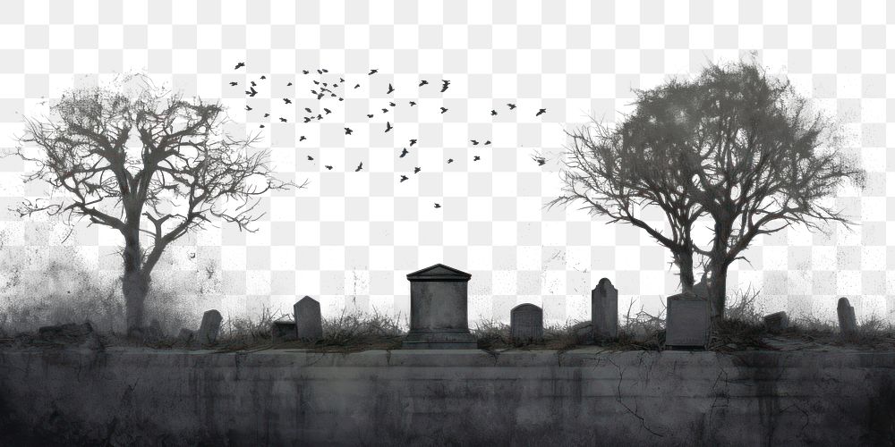 PNG Impression lock of birds perched in the cemetery tombstone outdoors flock. AI generated Image by rawpixel.