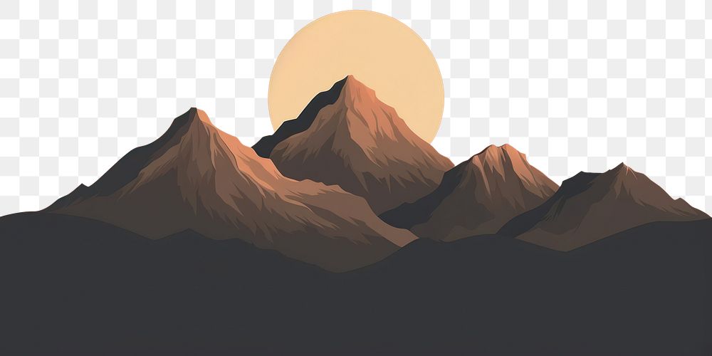 PNG Mountain and sunset silhouette outdoors nature. AI generated Image by rawpixel.