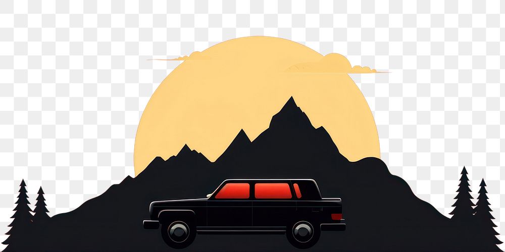 PNG Pick up car and mountain silhouette vehicle nature. AI generated Image by rawpixel.