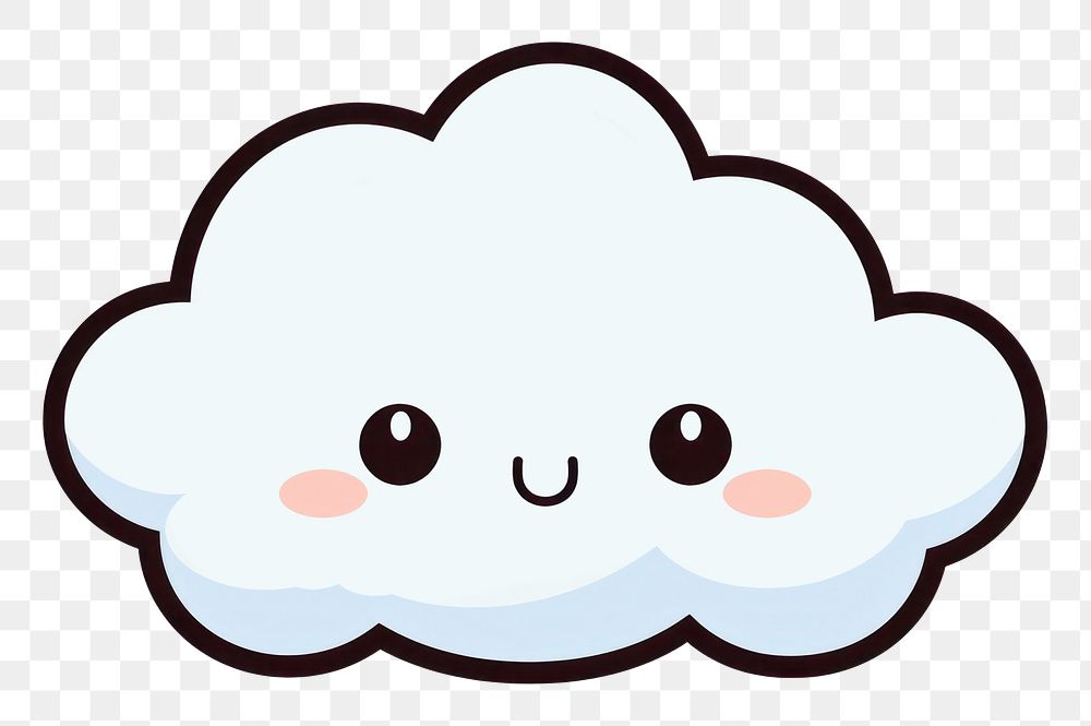 PNG Kawaii 1 cloud simple line vector cartoon smiling fluffy. AI generated Image by rawpixel.