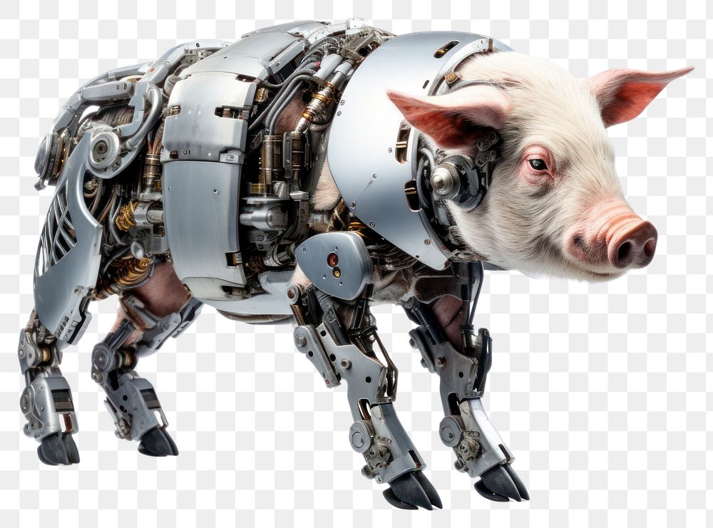 PNG Cyborg pig animal mammal white background. AI generated Image by rawpixel.