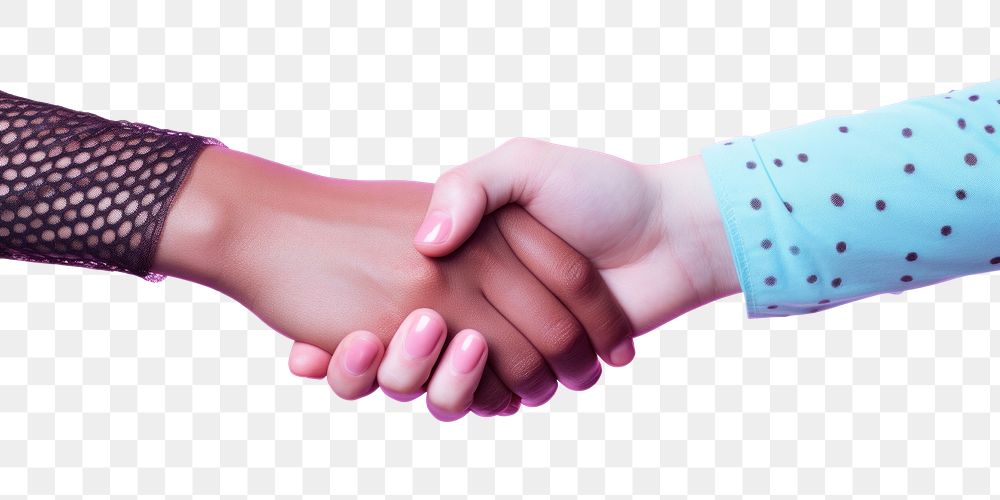 PNG Women shake hands handshake pattern purple. AI generated Image by rawpixel.