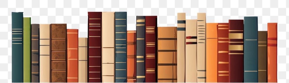 PNG Varying ages and designs of the spines of old books publication bookshelf bookcase. AI generated Image by rawpixel.