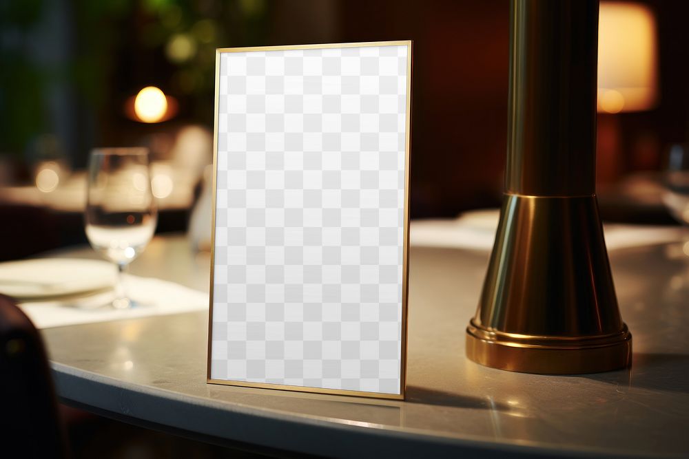 Restaurant menu card png mockup, transparent design