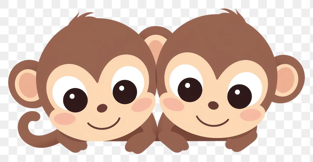 PNG Monkey mom and baby cartoon mammal animal. AI generated Image by rawpixel.
