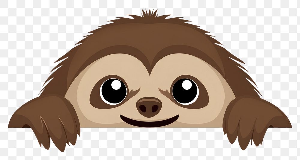 PNG Sloth peeking cartoon mammal. AI generated Image by rawpixel.