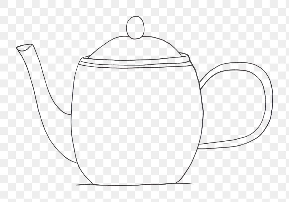PNG Minimal illustration of tea pot drawing teapot sketch. AI generated Image by rawpixel.