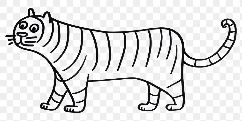 PNG Minimal illustration of tiger drawing sketch animal. AI generated Image by rawpixel.
