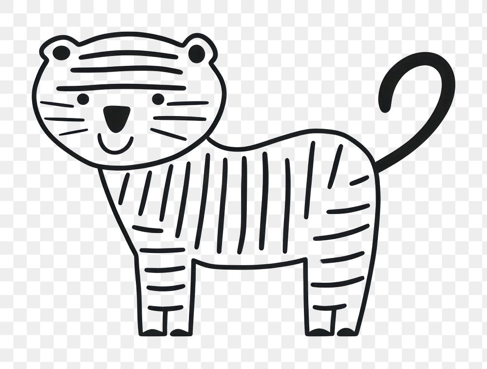 PNG Minimal illustration of tiger drawing animal mammal. AI generated Image by rawpixel.
