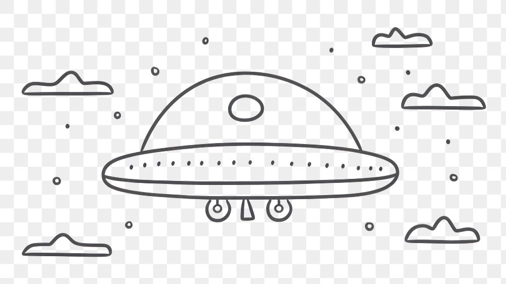 PNG Minimal illustration of ufo drawing sketch doodle. AI generated Image by rawpixel.