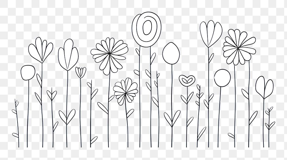 Minimal illustration of flowers drawing sketch pattern. AI generated Image by rawpixel.