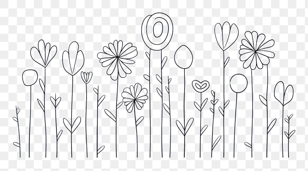 PNG Minimal illustration of flowers drawing sketch pattern. AI generated Image by rawpixel.
