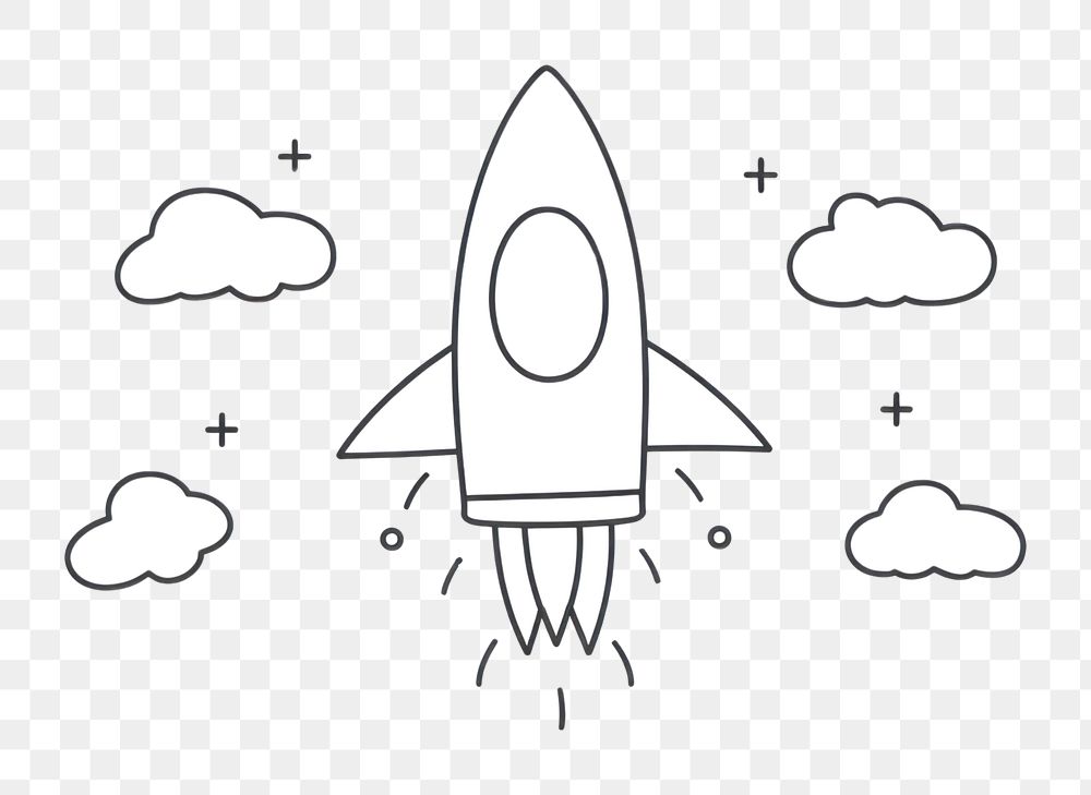 Minimal illustration of rocket drawing sketch doodle. AI generated Image by rawpixel.