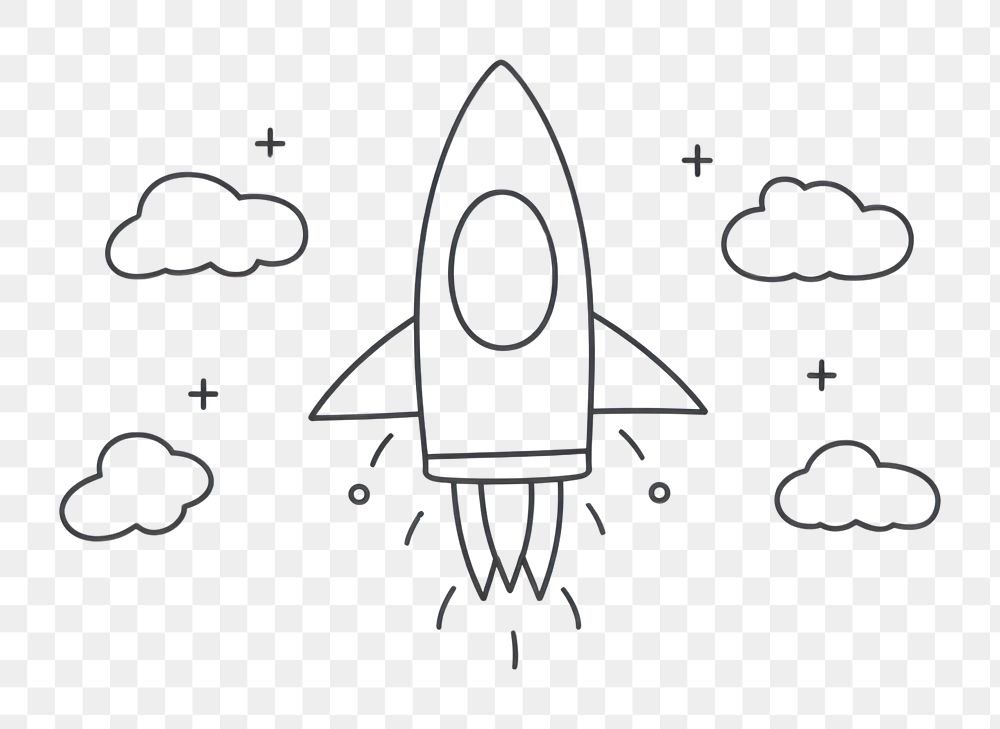 PNG Minimal illustration of rocket drawing sketch doodle. AI generated Image by rawpixel.
