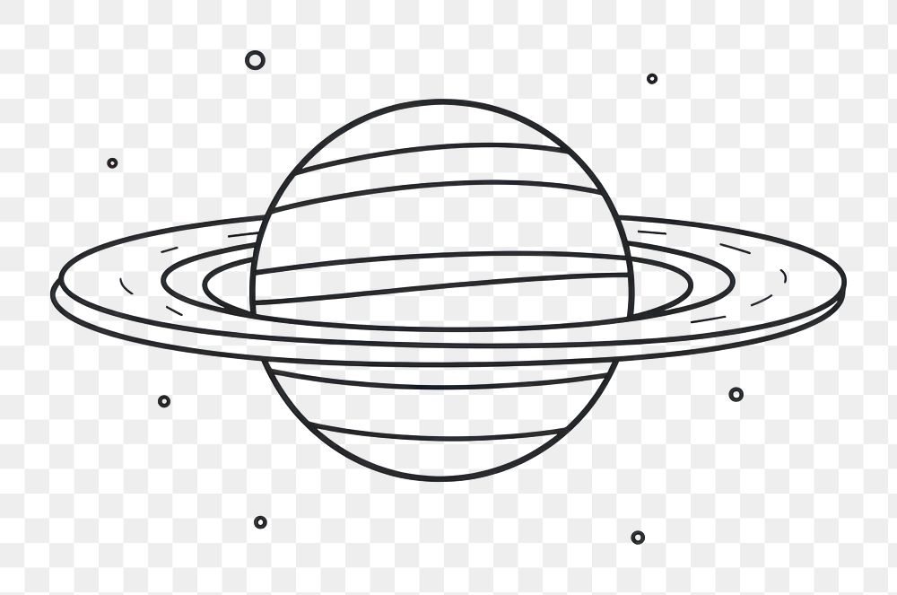 PNG Minimal illustration of saturn drawing sketch space. AI generated Image by rawpixel.