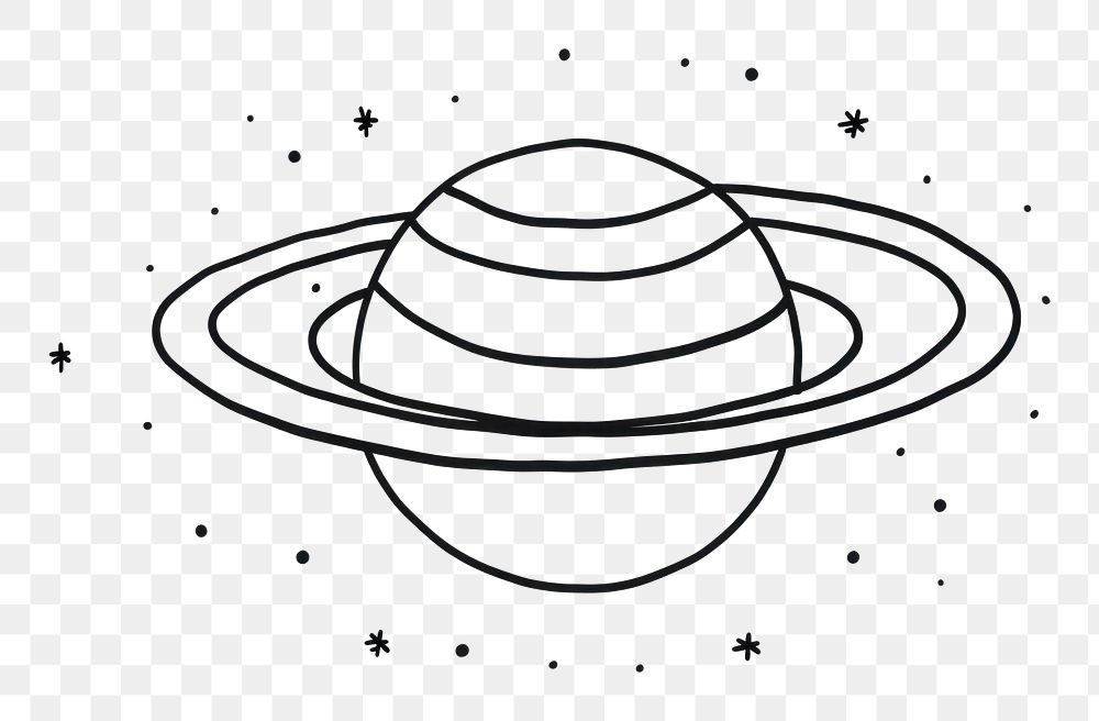 PNG Minimal illustration of saturn astronomy drawing sketch. AI generated Image by rawpixel.