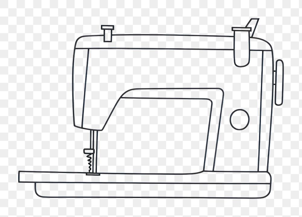 PNG Minimal illustration of sewing machine drawing sketch line. AI generated Image by rawpixel.