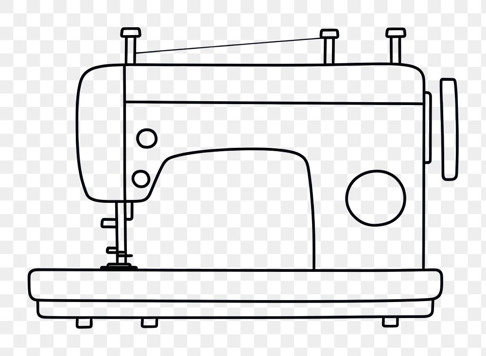 PNG Minimal illustration of sewing machine drawing sketch line. AI generated Image by rawpixel.