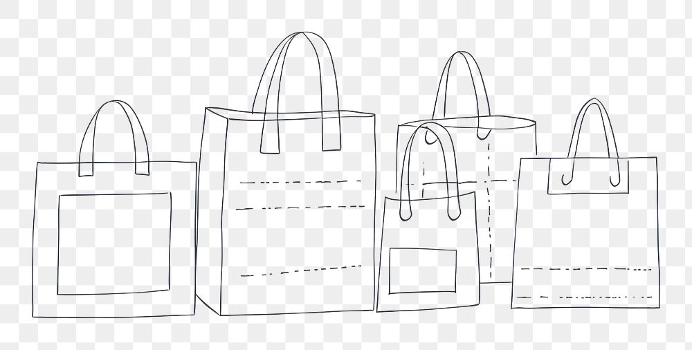 PNG Minimal illustration of shopping bags handbag drawing sketch. AI generated Image by rawpixel.