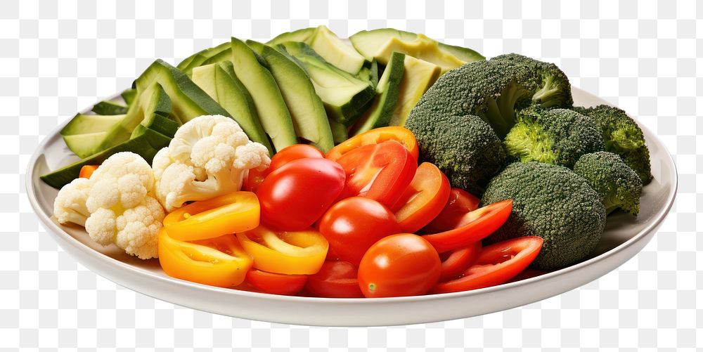 PNG Mix vegetables on plate food meal dish. AI generated Image by rawpixel.