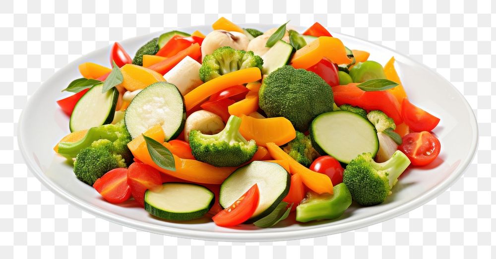PNG Mix vegetables on plate food meal dish. AI generated Image by rawpixel.