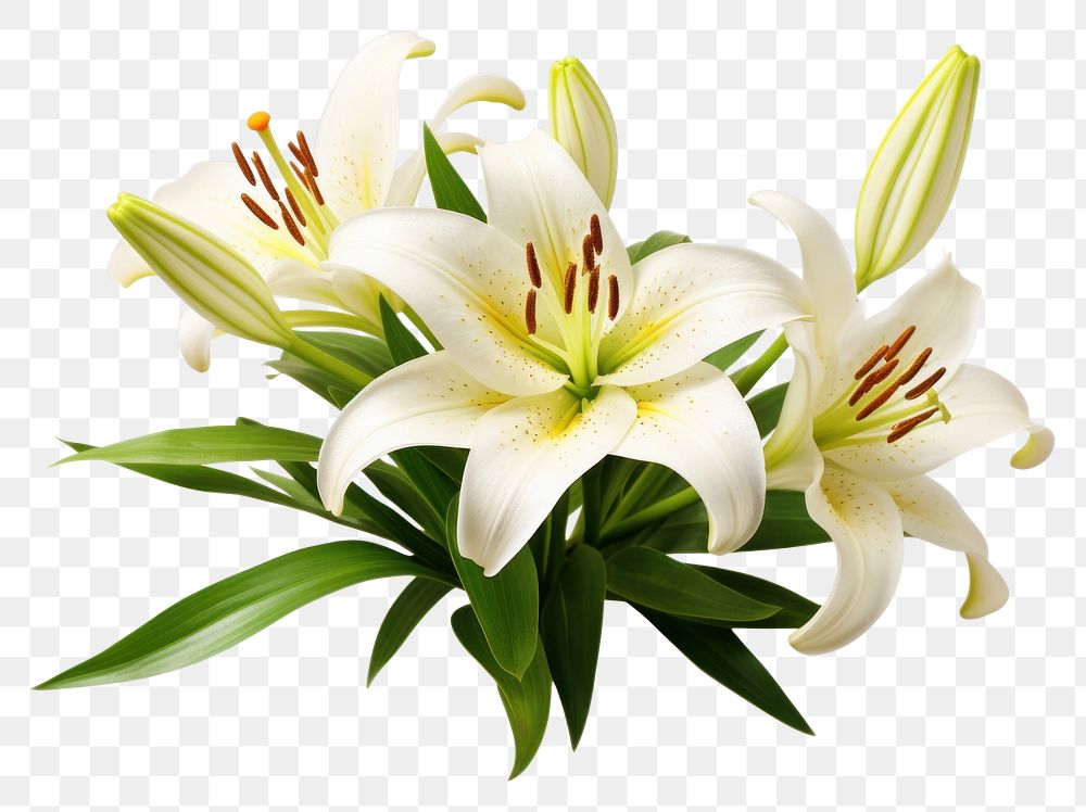 PNG Flower png lily plant white. AI generated Image by rawpixel.