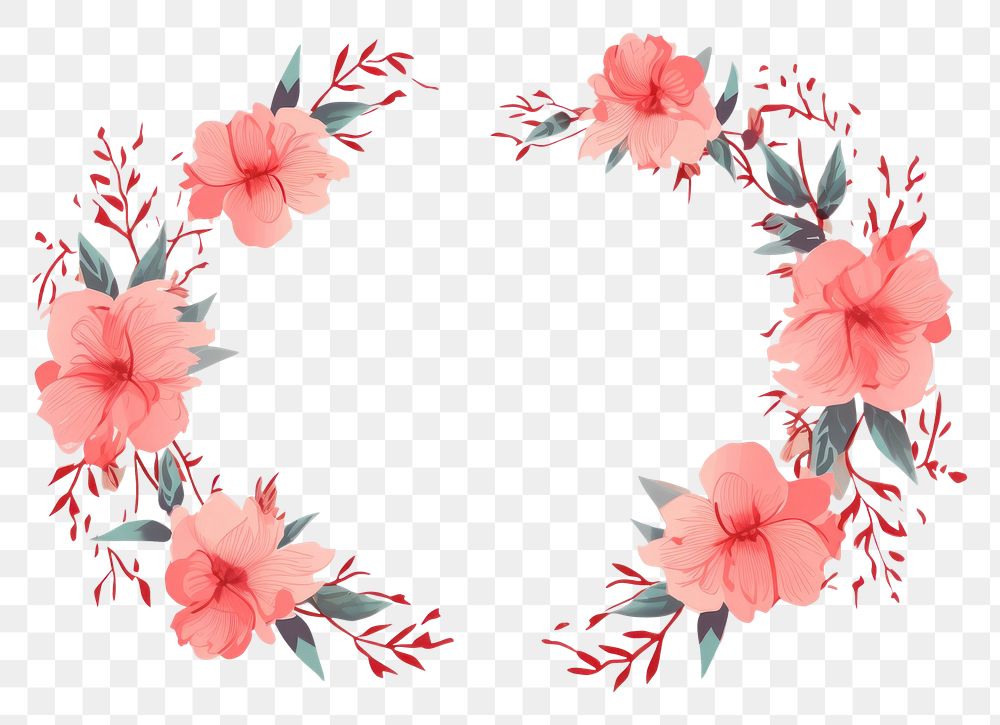 PNG Chinese seamless vintage flower wreath pattern plant art. 