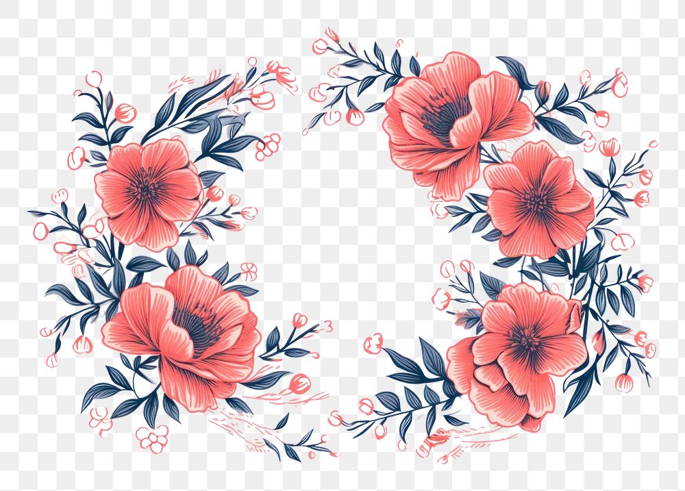 PNG Chinese seamless vintage flower wreath art pattern plant. AI generated Image by rawpixel.