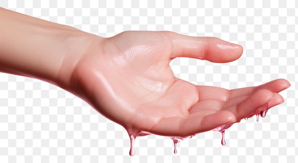 PNG Woman hand finger pink drop. AI generated Image by rawpixel.