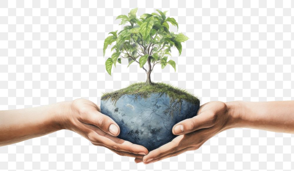 PNG Holding the earth bonsai plant leaf. AI generated Image by rawpixel.