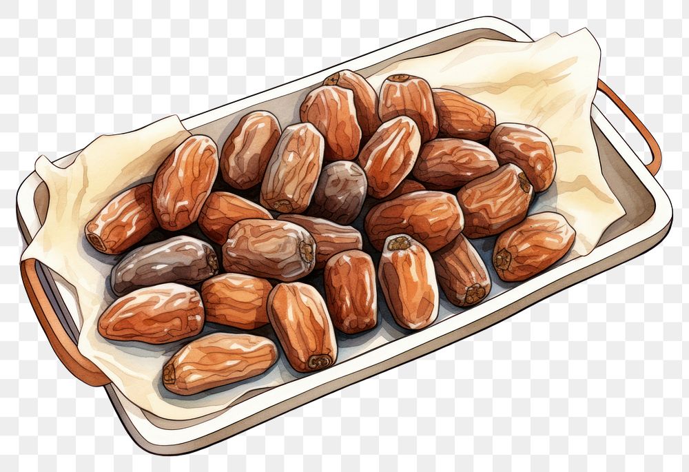 PNG  Tray of dates dessert cartoon plant. AI generated Image by rawpixel.