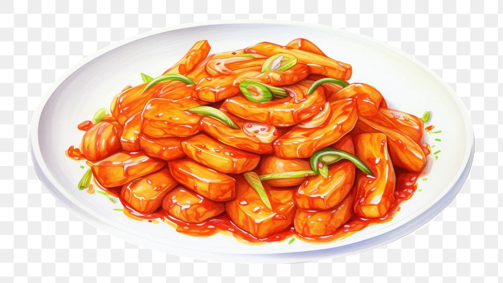 PNG Tteokbokki Korean food meal dish. AI generated Image by rawpixel.