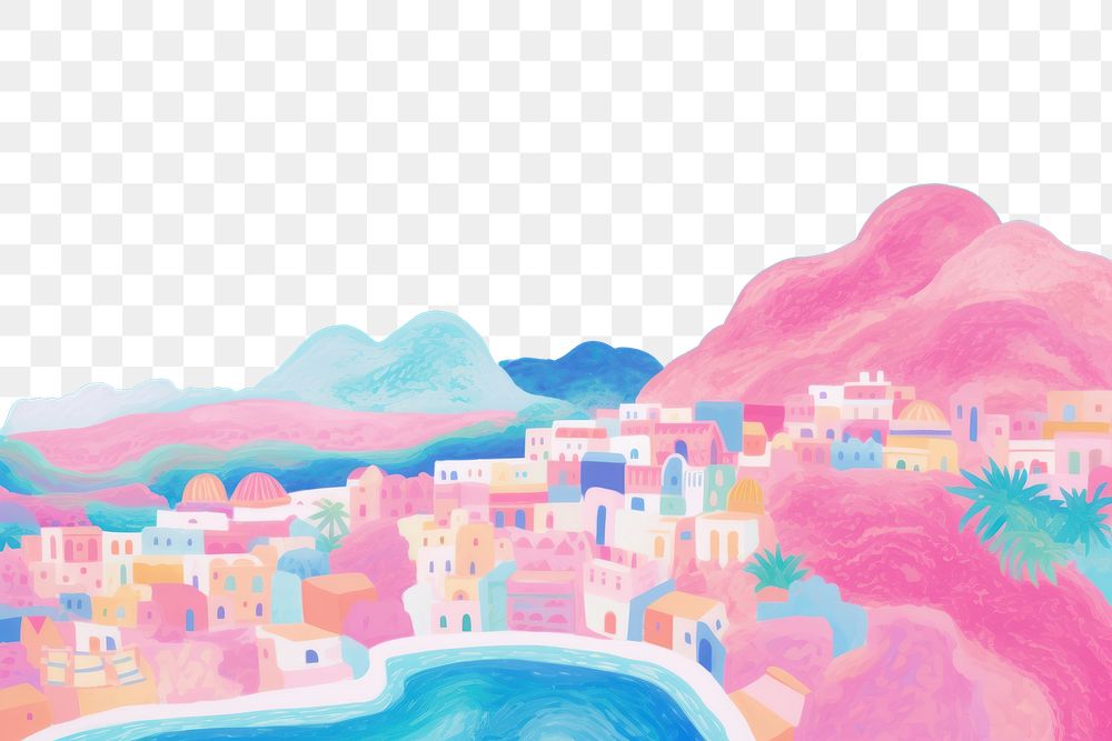 PNG Santorini backgrounds painting outdoors. AI generated Image by rawpixel.