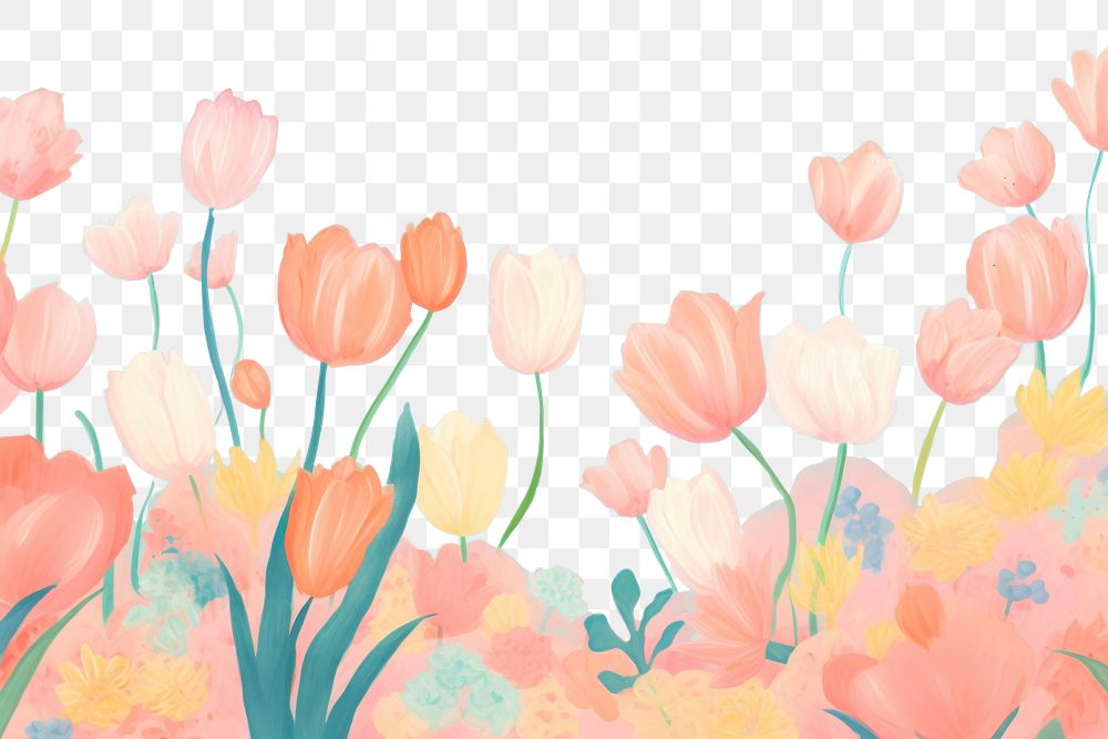 PNG Spring flowers backgrounds painting outdoors. AI generated Image by rawpixel.