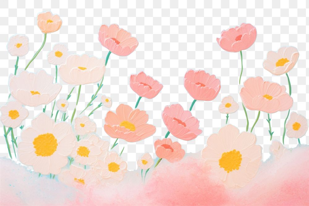 PNG Spring flowers backgrounds painting outdoors. AI generated Image by rawpixel.
