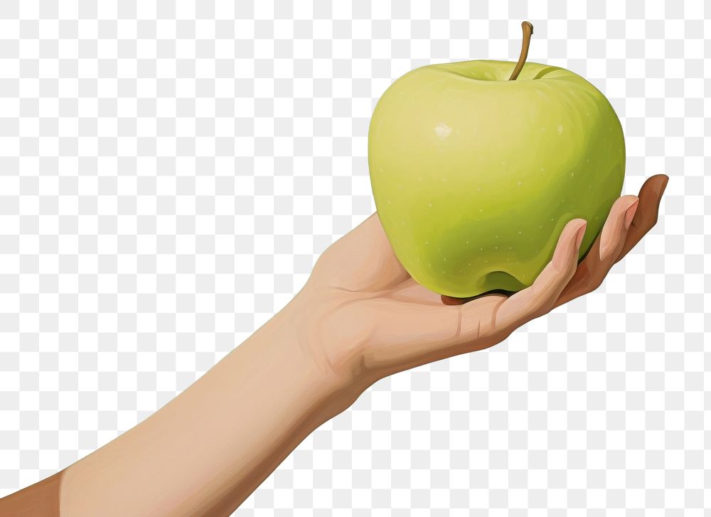 PNG A hand holding apple fruit plant food. AI generated Image by rawpixel.