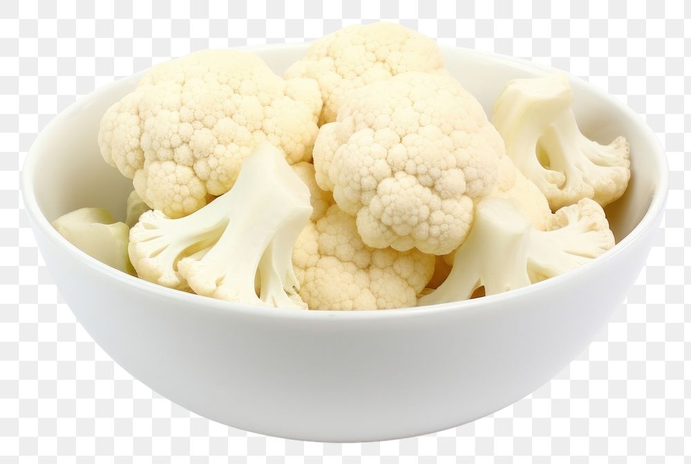 PNG Pieces of cauliflower bowl vegetable dessert. AI generated Image by rawpixel.