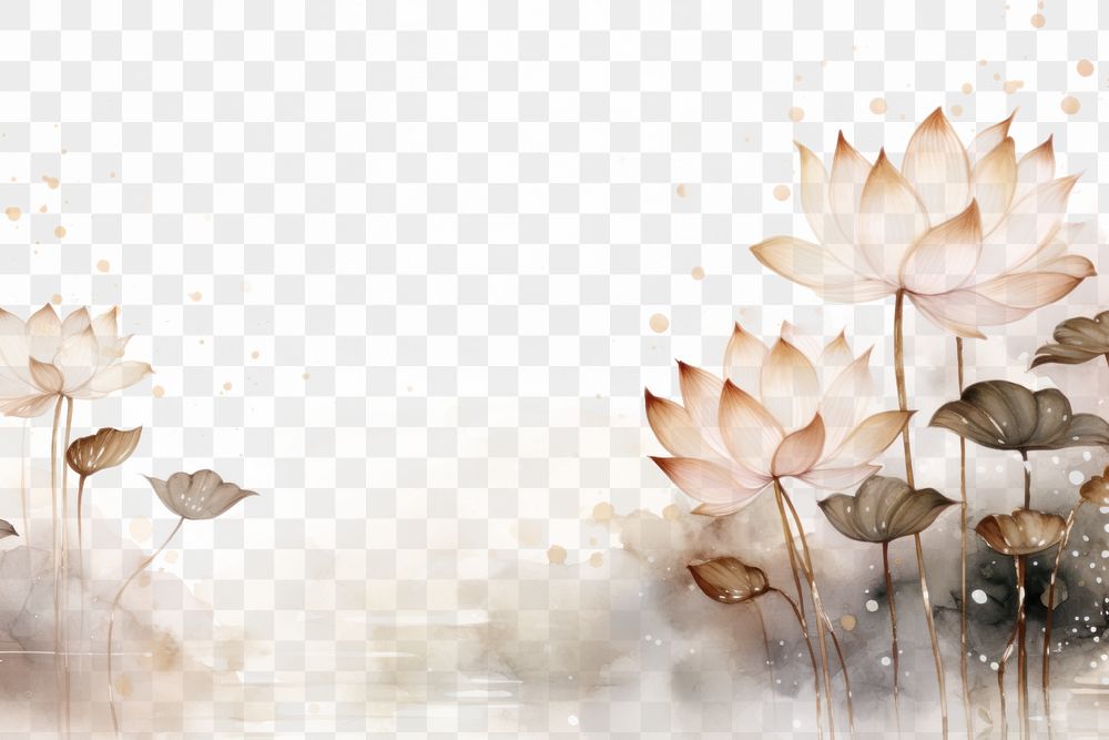 PNG  Lotus flowers borders painting nature plant