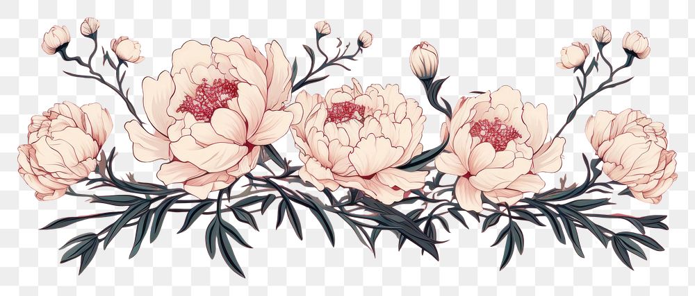 PNG Peony flowers blossom pattern plant. AI generated Image by rawpixel.